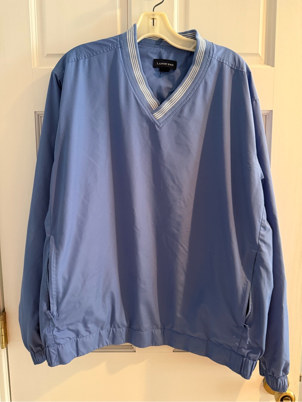 Vintage Lands End Golf Windbreaker Jacket Mens L Blue Pullover